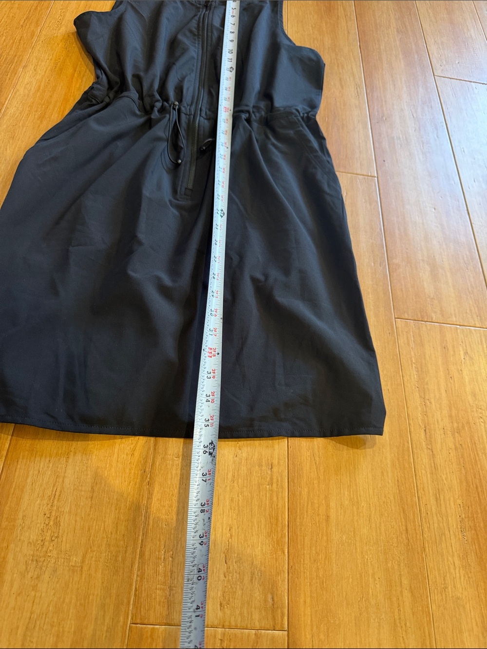 Zella Black Sleeveless Drawstring Zip-Front Mini Dress - Picture 2 of 2